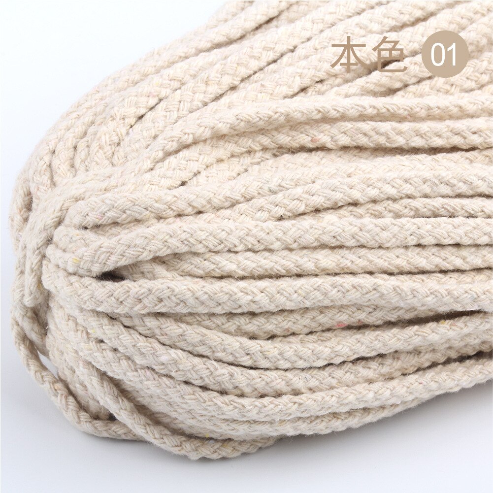10Yards 5Mm Gekleurde Twisted Cord Touw 100% Katoenen Touw Cords Craft Decoratieve Twisted Diy Handgemaakte Tas Trekkoord Accessoires: Beige