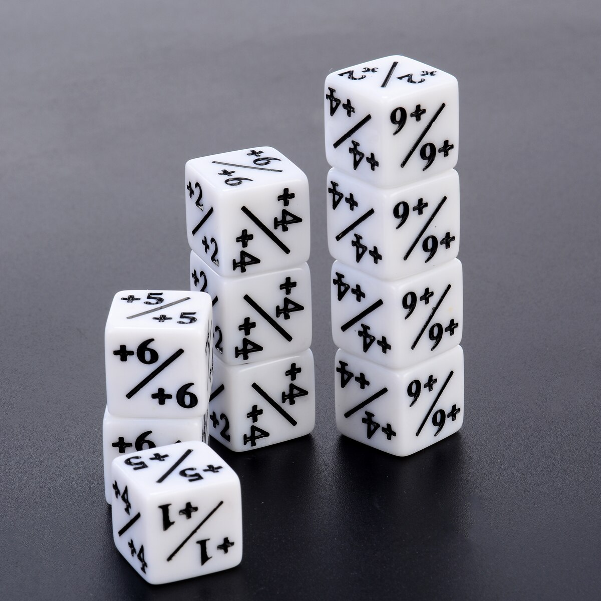 Compteur de dés blancs + 1/+ 1 pour collecte de magie, Table de jeu, fête scolaire, Bar, MTG RPG, jeux de famille amusants en plein air, 10 pièces