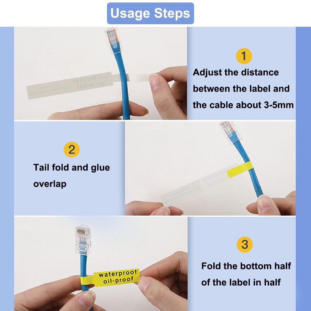 2Rolls Niimbot D11 D61 Self Adhesive Cable Stickers 12.5mm*109mm Waterproof Identification Fiber Wire Tag Cable Labels Sticker