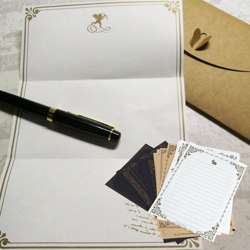8 ark vintage retro skrivepapir papirblok notebrevsæt  g92e