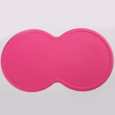 Silicone Waterproof Pet Feeding Mat Double Dog Bowls Dog Wear-resistant Pet Water Food Holder Cat Feed Bowl Mats: rose