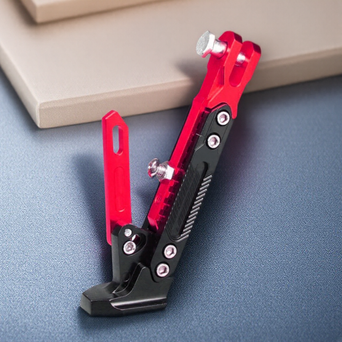 Suporte lateral ajustável para motocicleta elétrica, suporte para pés para estabilizador de estacionamento seguro, acessórios: Vermelho