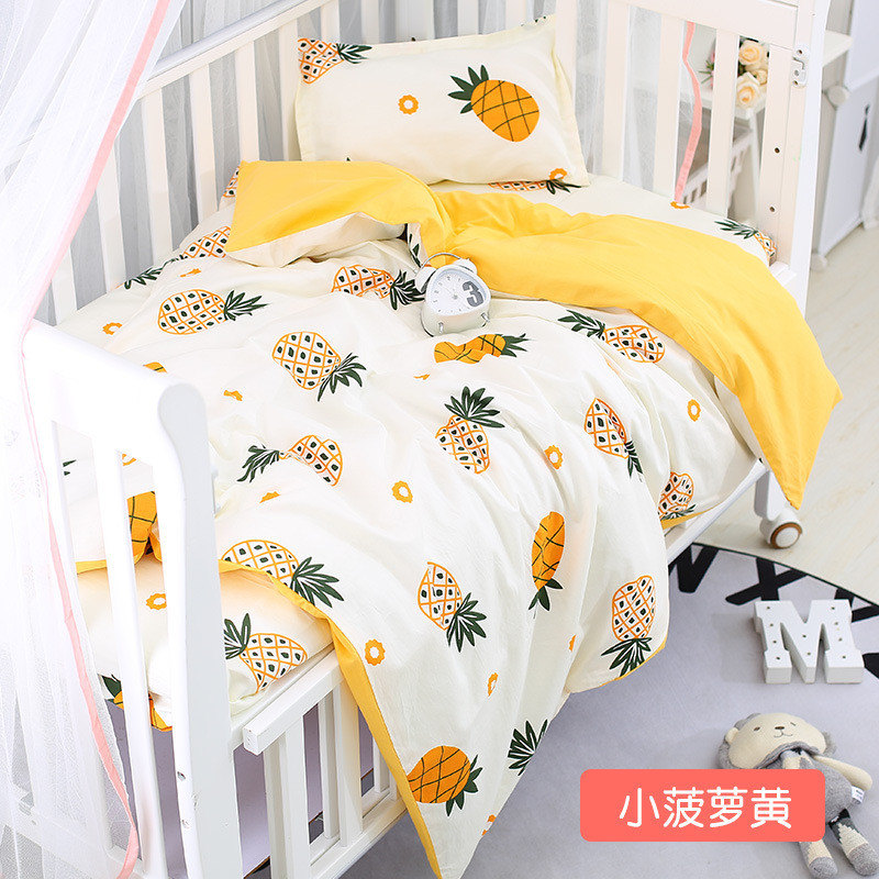 3 stk / sæt univers plads mønster krybbe sengetøj sæt bomuld baby sengetøj inkluderer pudebetræk lagen dynetæppe uden fyldstof: Xiao bo luo huang