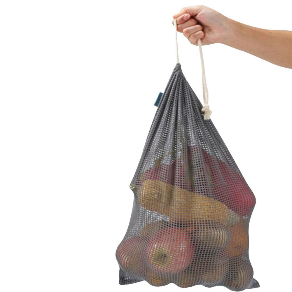 Bolsos para compras reutilizables, bolsa de frutas con cordón, bolsas de red de almacenamiento de vegetales para compras