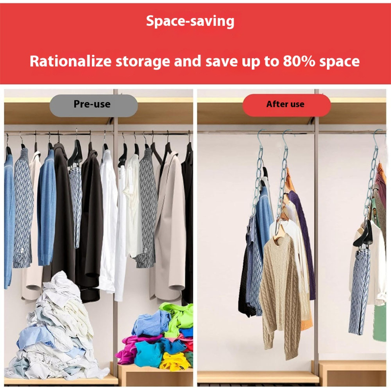 Multifunctional Chain Hanger Wardrobe Storage Multi-Layer and Folding Drying Rack Clothing Display Space-saving Hanger