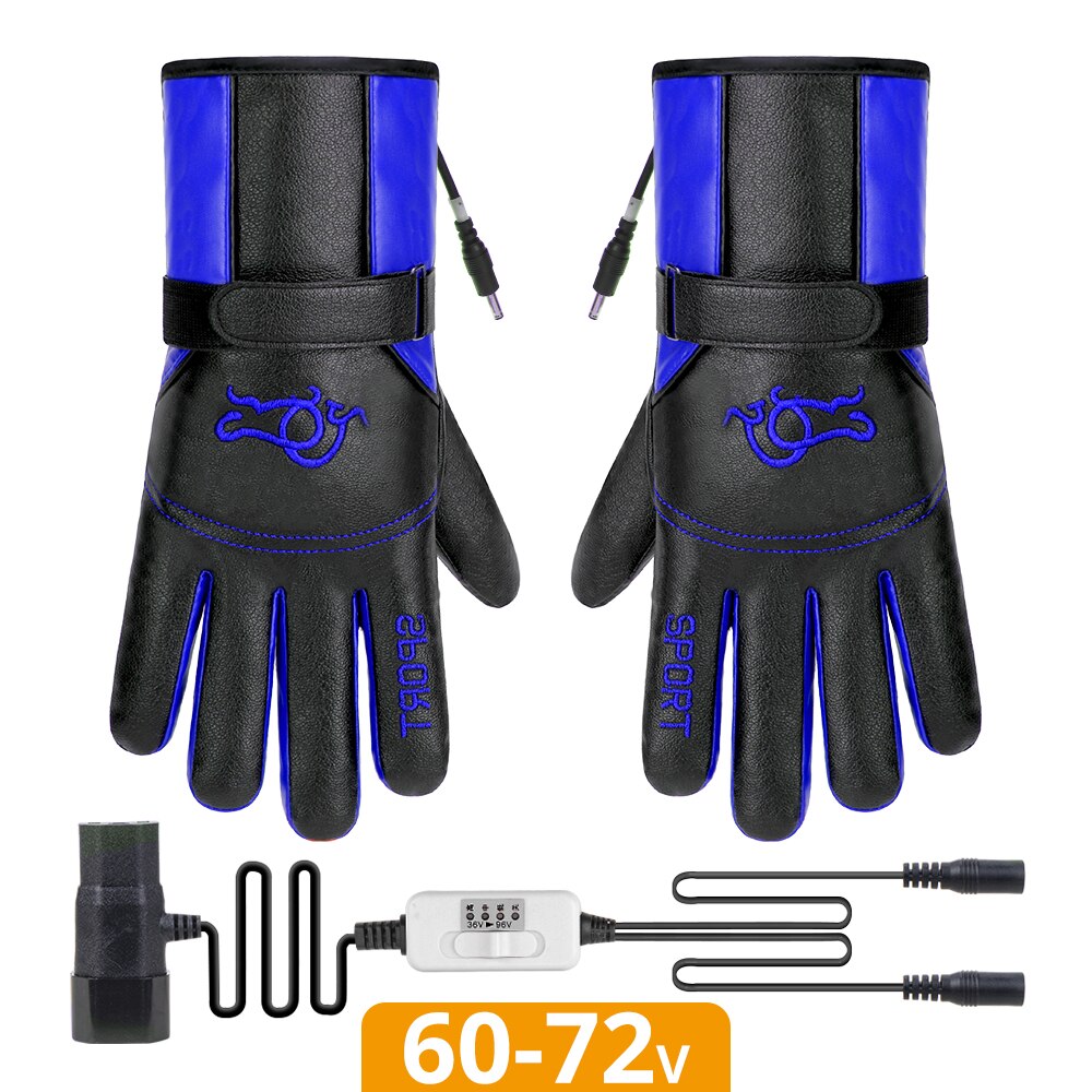 Heated Motorcycle Gloves Waterproof Heated Guantes Moto Touch Screen Battery Powered Motorbike Racing Riding Gloves Winter: Electric 60V-72V BU