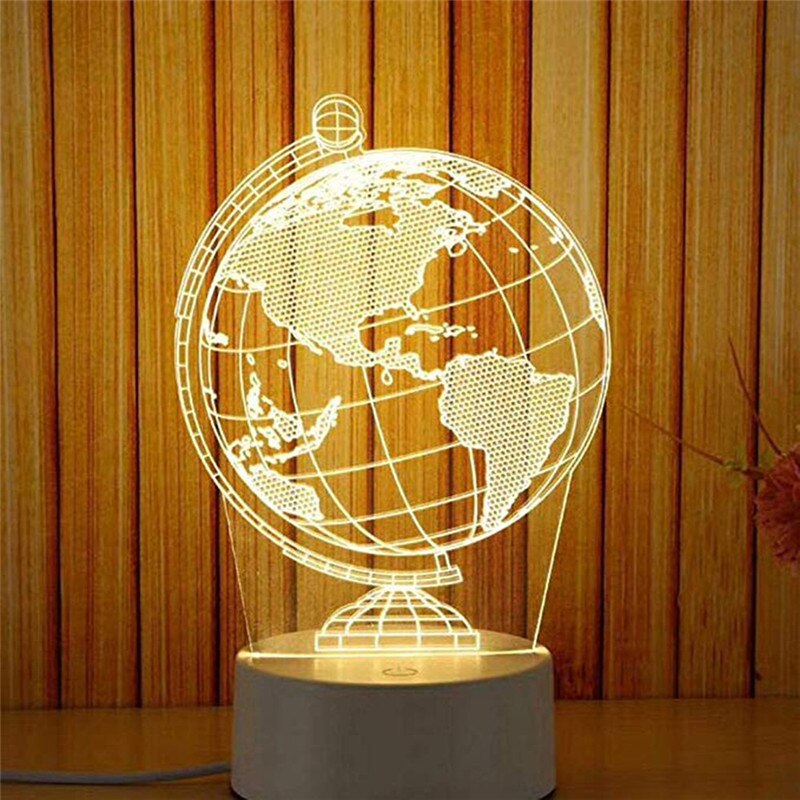 Wereld Instrument Vorm 3D Usb Nachtlampje Led Tafel Bureau Slaapkamer Decor Warm Wit Lamp Night Lamp Leuke Led licht 30DC25
