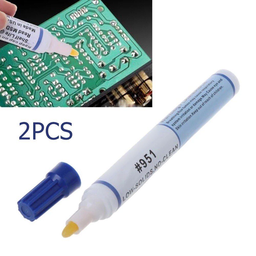 2 Pcs 10Ml 951 Solderen Rosin Flux Pen Lage Effen Diy Non-Clean Soldeer Power Cleaning-gratis Lassen Pen