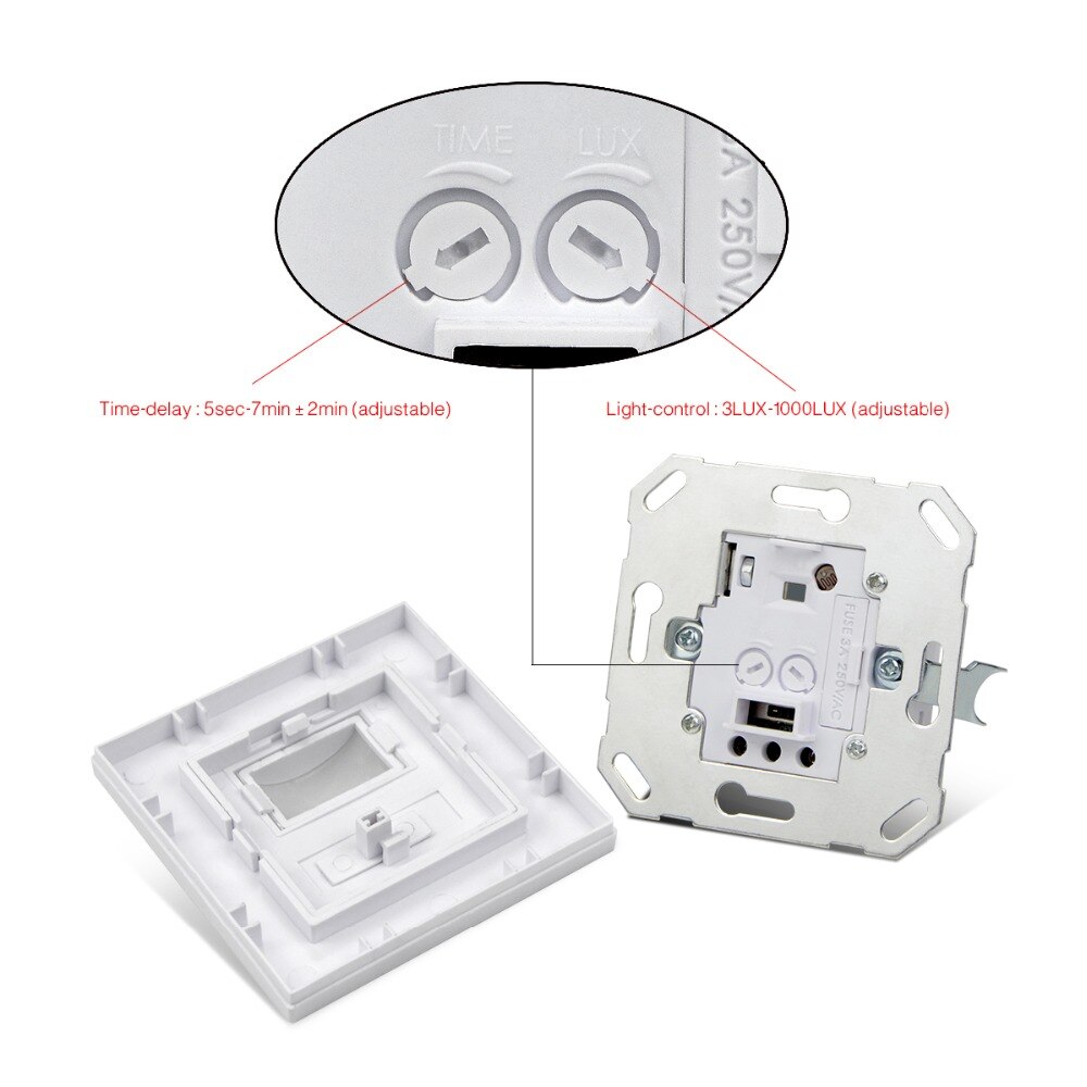 110V - 240V PIR Sensor IR Infrared Motion Sensor light PIR Switch Recessed Wall Module With PIR ON OFF Power Electrical Socket