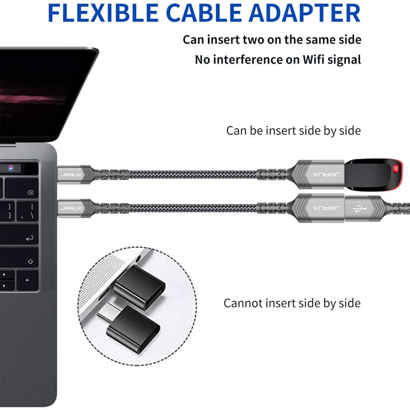 Jsaux OTG Type C Cable USB C Male to USB 3.0 A Female Cable USB C to USB Adapter for MacBook Pro Samsung S9 Huawei P30 P20 Lite