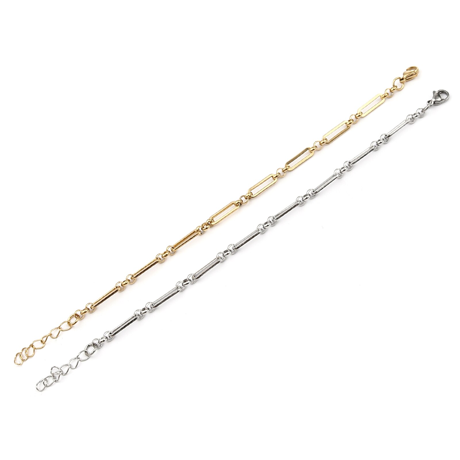 Stainless Steel Bracelets For Man Woman Gold Color Hand Jewelry Oval Adjustable Metal Chain Bracelets