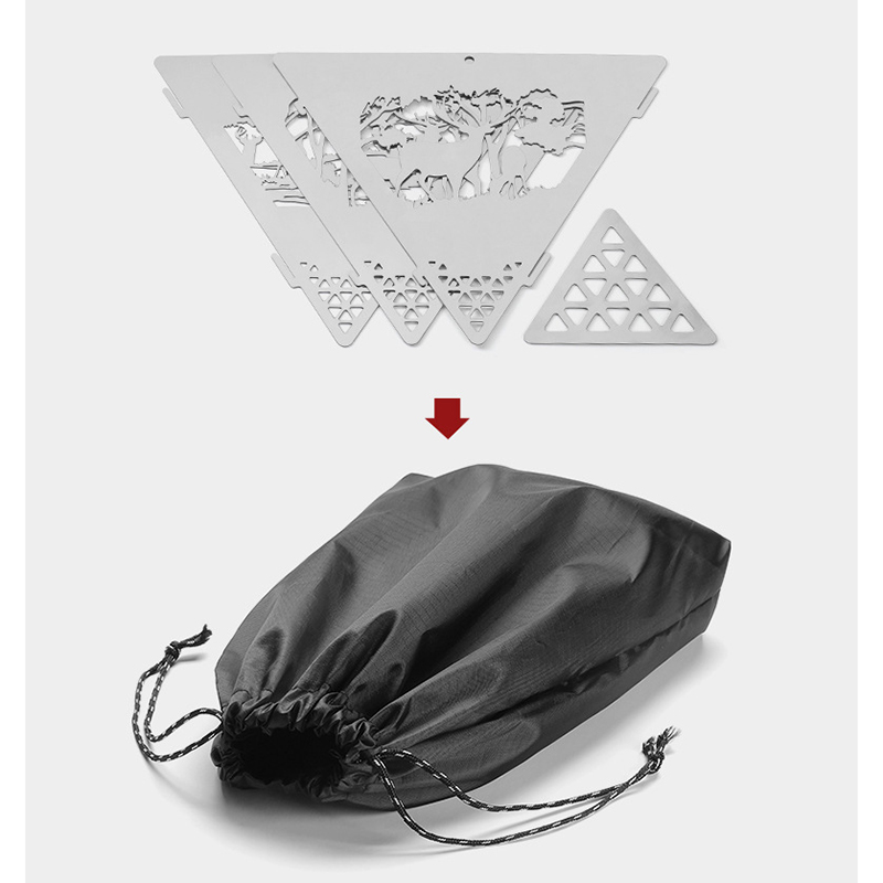 Detachable Bonfire Campfire Pit Camping Hollow Elk Triangular Stoves Stainless Steel Fire Pit Outdoor Barbecue Bonfire B99