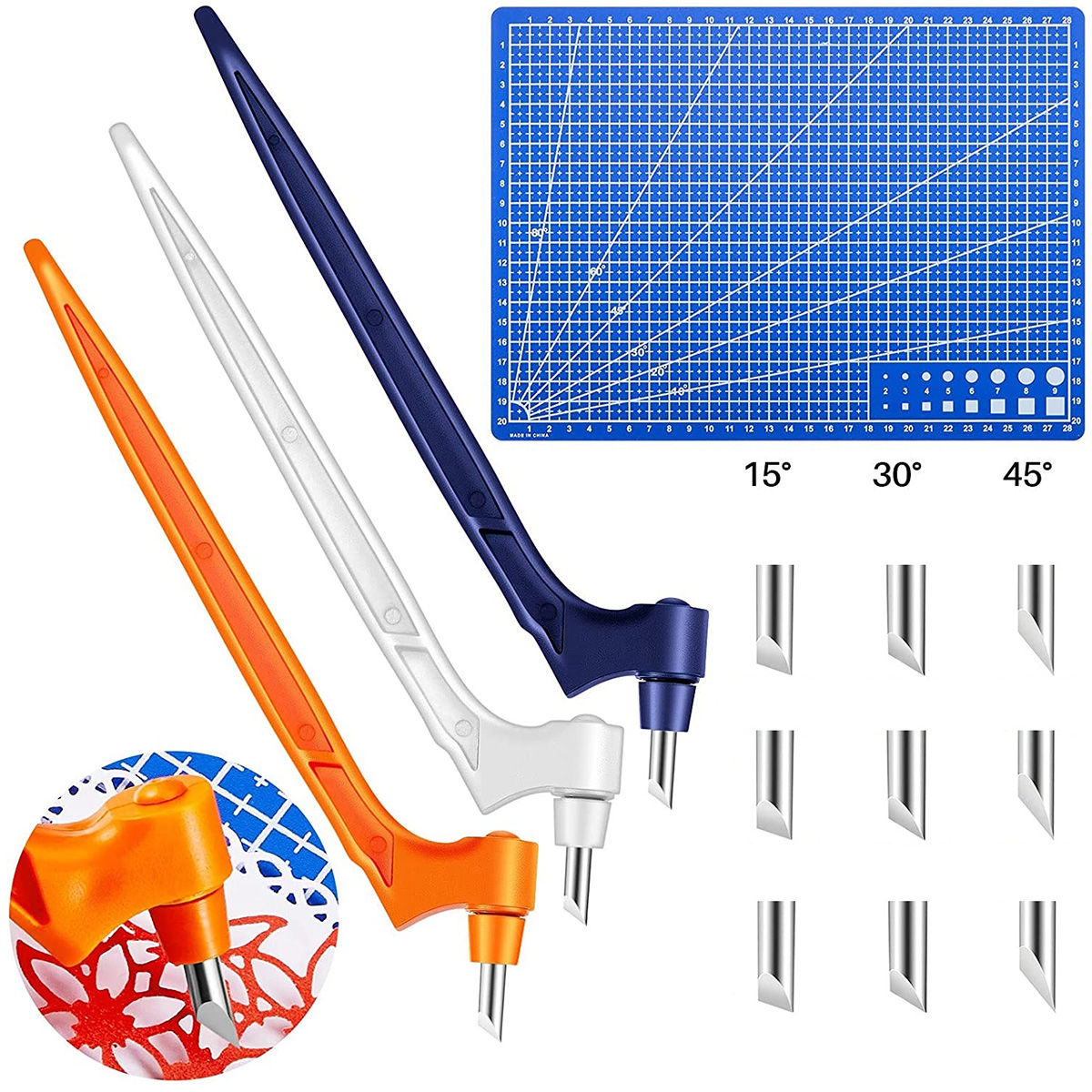 13Pcs DIY Art Craft Cutting Tool With 360Rotating 15/30/45Degree Blades Safety Scrapbook Stencil Cutter Craft Cutting Tools Kit