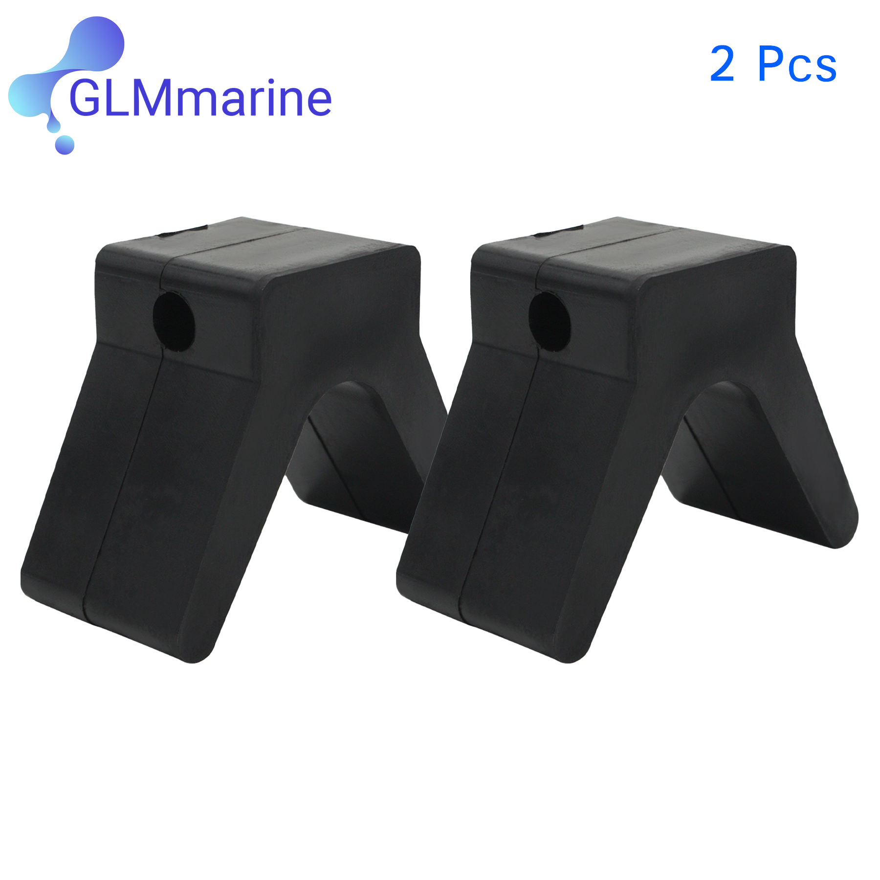 2 Pcs V Bow Stop Roller Boat Trailer Rubber Bow Stop V-Block Black 2-Inch By 2-Inch with 3/8" Hole: Default Title