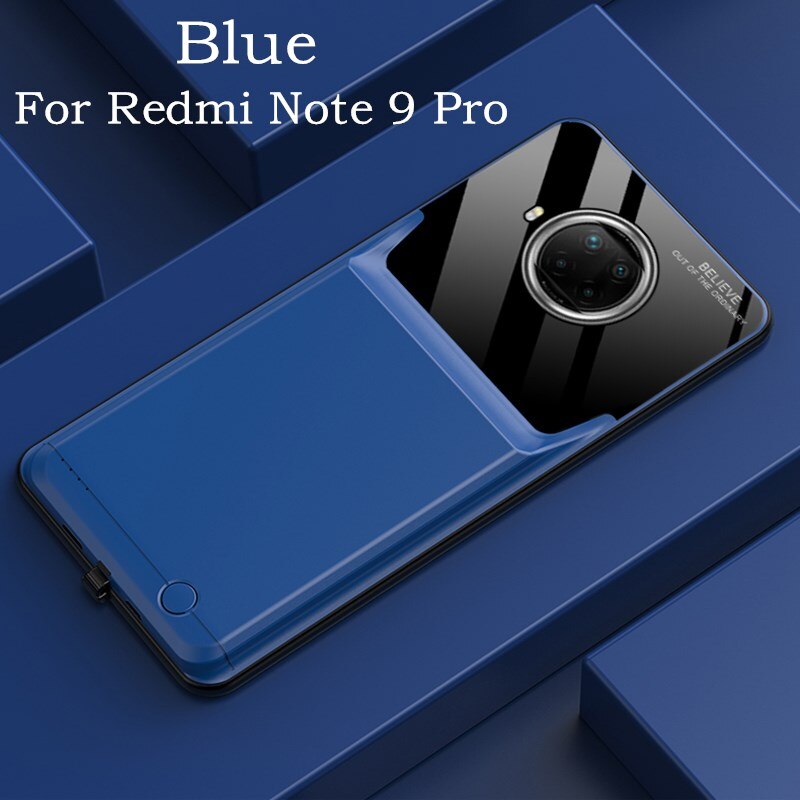 Funda de batería portátil para Xiaomi Redmi Note 9 Pro, cargador de batería, funda: Blue For Note 9 Pro
