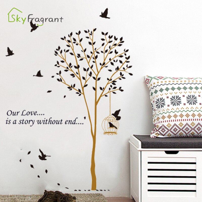 Vogelkooi Thuis Behang Verwijderbare Muurstickers Woonkamer Slaapkamer Sofa Achtergrond Decoratieve Stickers Kamer Decoratie
