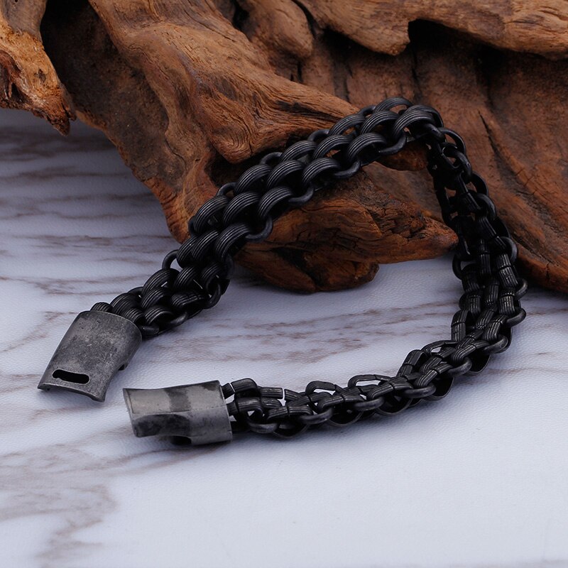TrustyLan Catena dell'acciaio inossidabile degli uomini Braccialetto Nero Gioielli Uomo 13 MILLIMETRI Armbanden Erkek Bileklik Amicizia Braccialetto da Uomo Homme