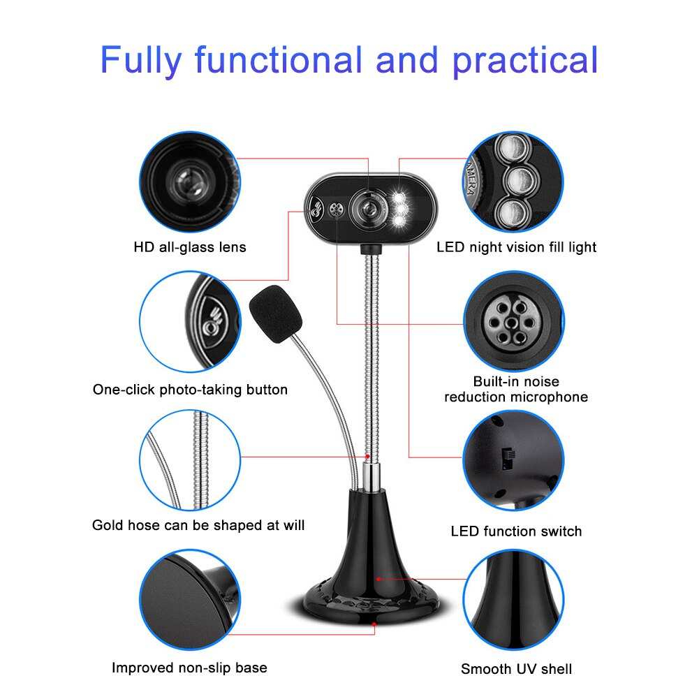 Mini Camera Computer Webcam 480P Webcam Met Microfoon Usb Mini Webcam Voor Pc Laptop Online Conferentie Computer Accessoires