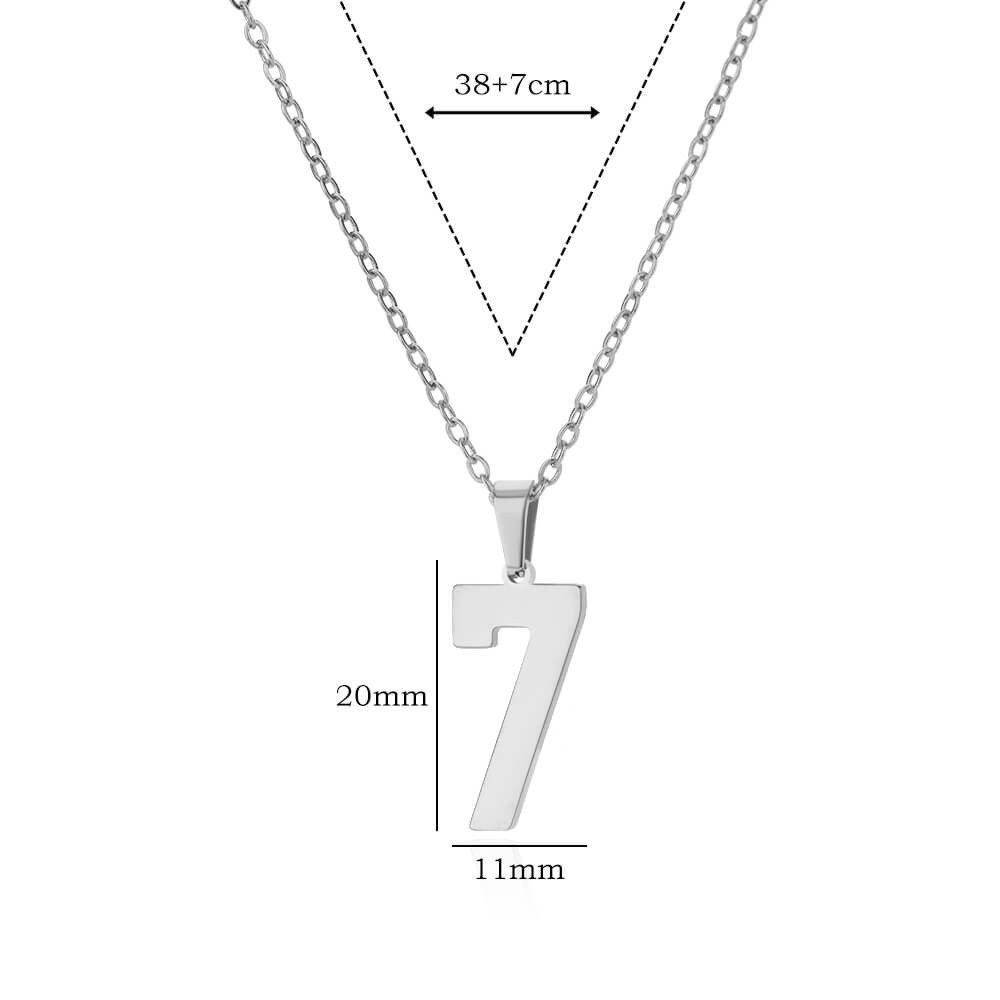 Digitale anhengskjeder for kvinner gullfarget figurnummerhalskjede kragebenkjede premium rustfritt stål smykker krage: Antikk forsølvet