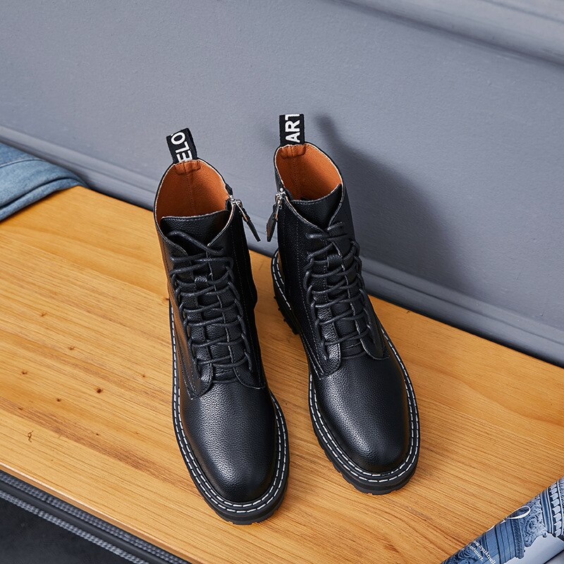 ¡Otoño ! Nuevas botas con cordones para mujer, botas cortas de estilo británico para mujer