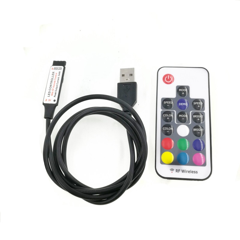 Tiras de luz LED USB 5 12 24 V RGB USB IR RF controlador remoto 5V 12V 24 V USB tira de luz LED 3 17 24 teclas remoto inalámbrico: 17key controller