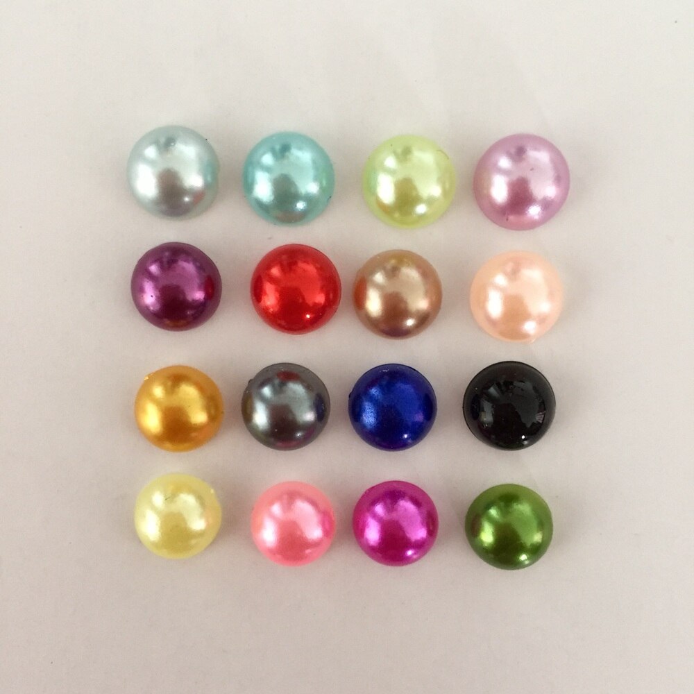 100pcs 8mm Half plastic Pearl Bead Flat Back Scrapbook Flatback Beads DIY wedding decoration B02