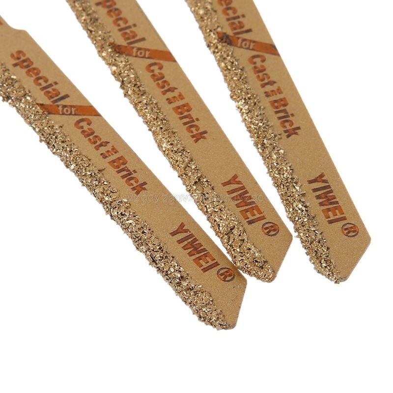 Hoja de sierra caladora de diamante, 3 uds., grano de carburo T150 de 3 ", vástago en T, hojas de sierra, herramienta de corte de azulejos de cerámica D13 19