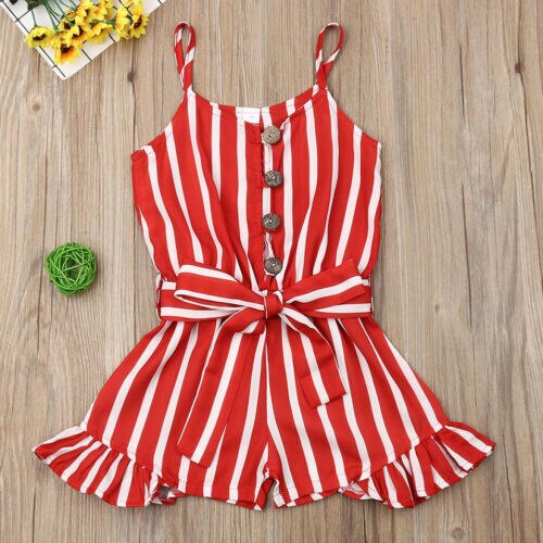 3-8 T Bambino Del Bambino Rosso Della Banda Tute e Salopette Del Capretto Del Bambino Vestiti Della Ragazza Senza Maniche Della Banda Del Pagliaccetto Della Tuta di Un Pezzo del Vestito