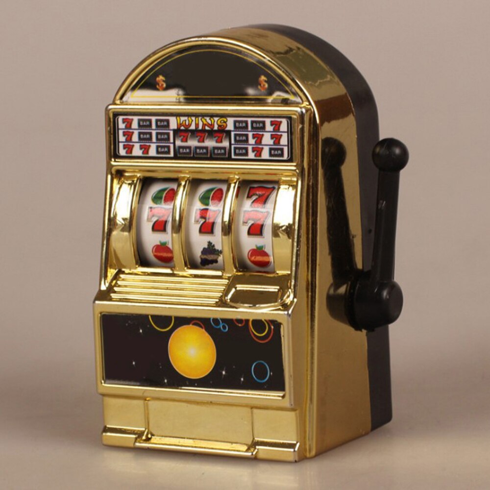 Vintage mini lille spillemaskine enkel spillemaskine legetøj plastmateriale 5*4.5*8.5
