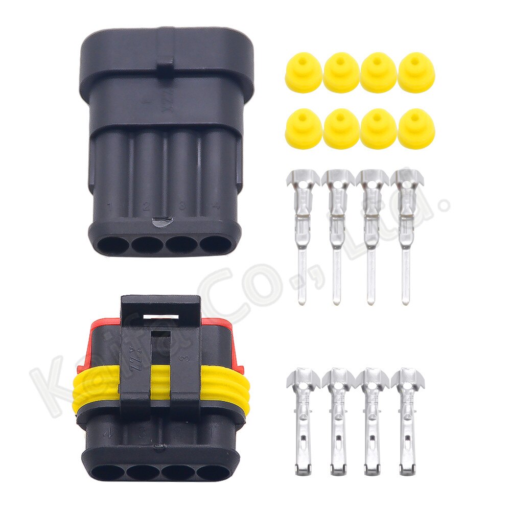 10 sets Kit 1P 2P 3P 4P 5P 6Pins Way AMP 1.5 Super seal Waterproof Electrical automotive Wire Connector Plug for car Motorcycle: 4P