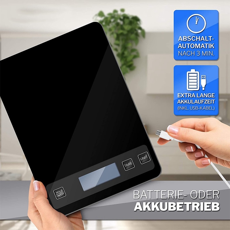 NHBR Kitchen Scales Digital Kitchen Scales 15Kg USB Charging Baking Scales Extra Large Weighing Surface