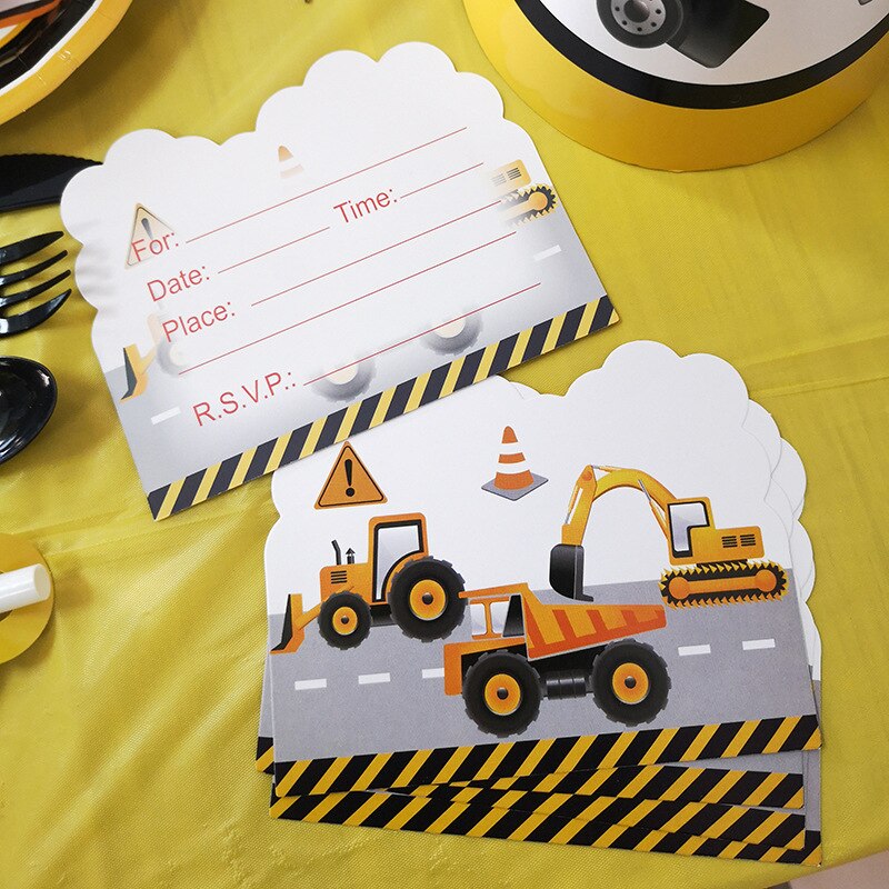 Bouw tractor verjaardagsfeestje servies vrachtwagen ballon voertuig banner tafelkleed servet taart topper bouwfeest decoratie