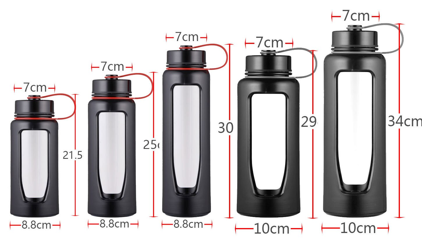 Glas Flasche Wasser Flasche 1000Ml Glas Wasser Flasche Thermos Glas Glaskolben Sport Glas Flaschen Fahrrad Becher Doppelten Boden Glas thermos