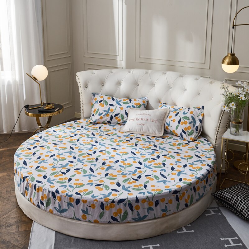 Elastic Fitted Sheet Home Round Bed Sheets Double Couple Mattress Bed Cover 200 220 Cm Full Queen King Style Bedspread