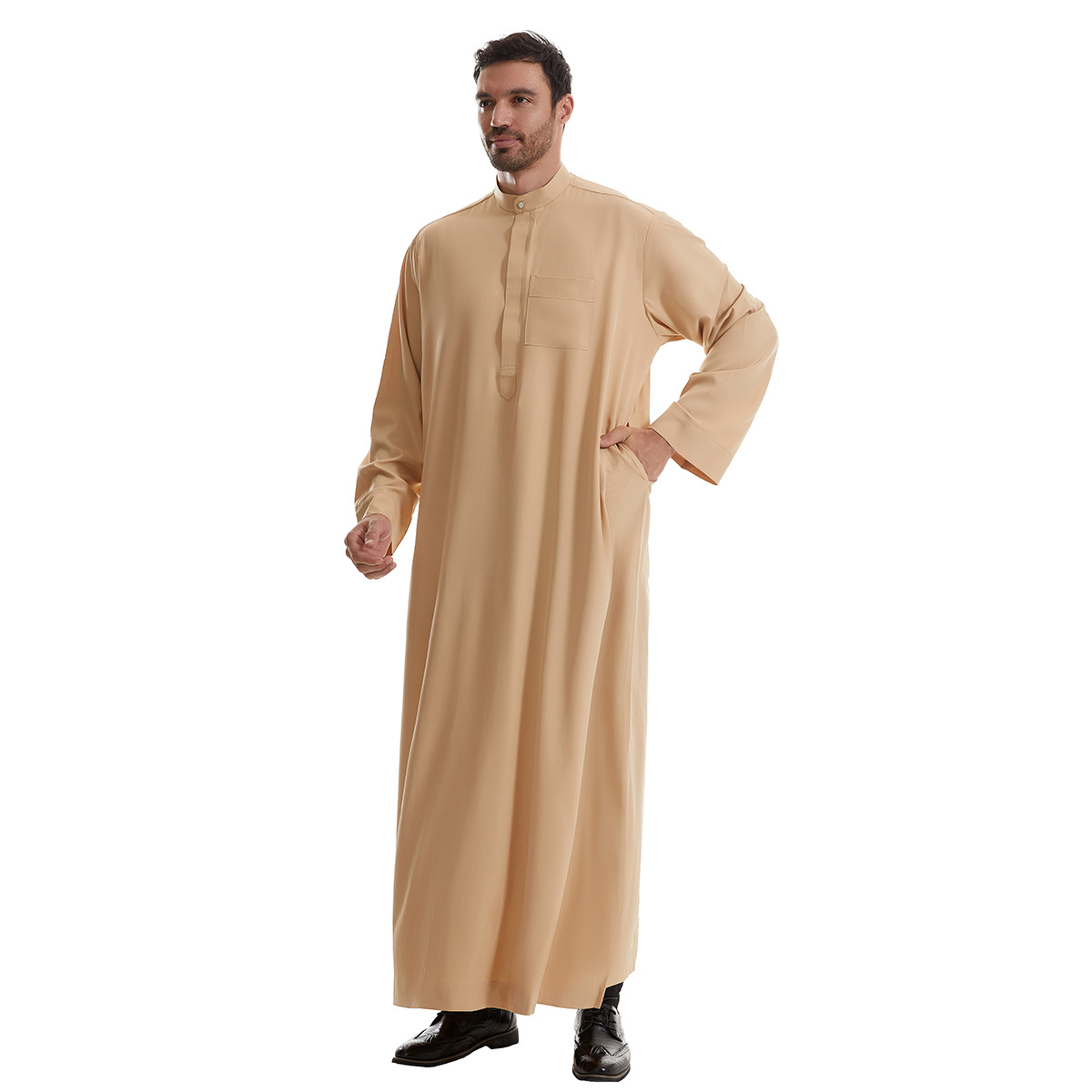 Abaya musulmana para hombres, Kimono de oración, Djellaba árabe de Turquía, Islam, Jubba, Thobe, Marruecos, bata de bolsillo, Ramadán, Eid, Abayas: XL / Castaño