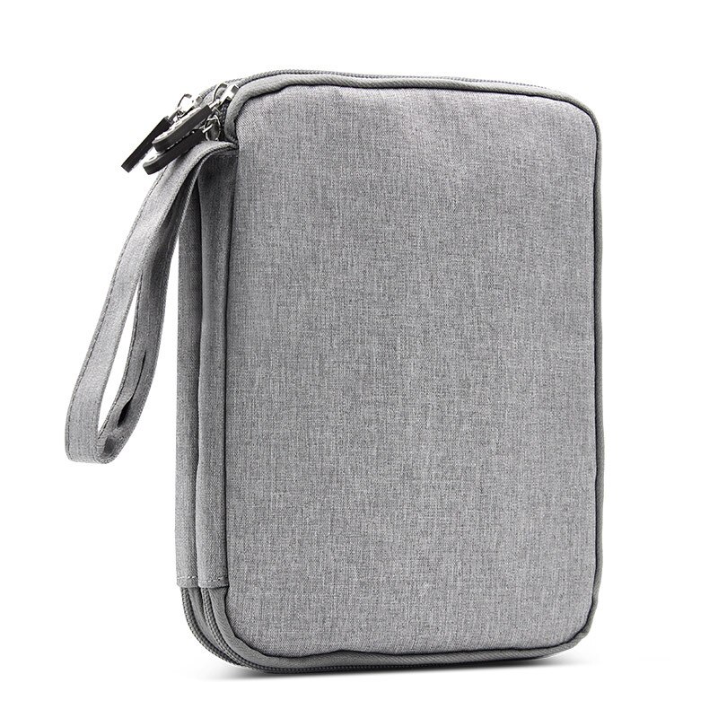 Men Wristlet Purse Handbag Organizer USB Data Cable Earphone Wire Power Bank Travel Bag Kit Case Digital Gadget Devices: Gray