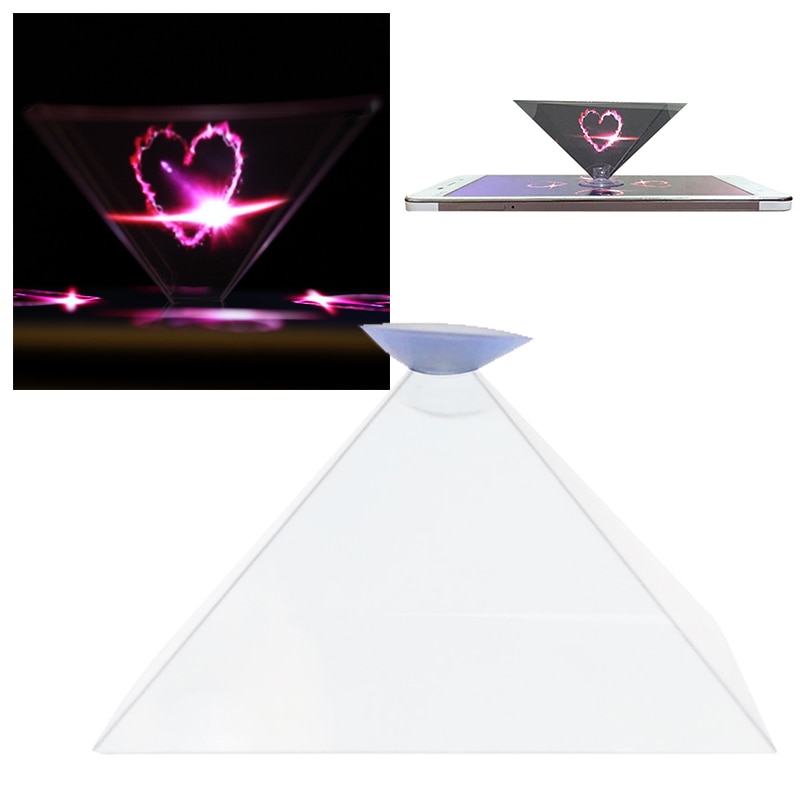 Mini 3D Hologram Pyramid Display Projector Video Stand Universal miniature hologram projector Cute holder For iphone Huawei