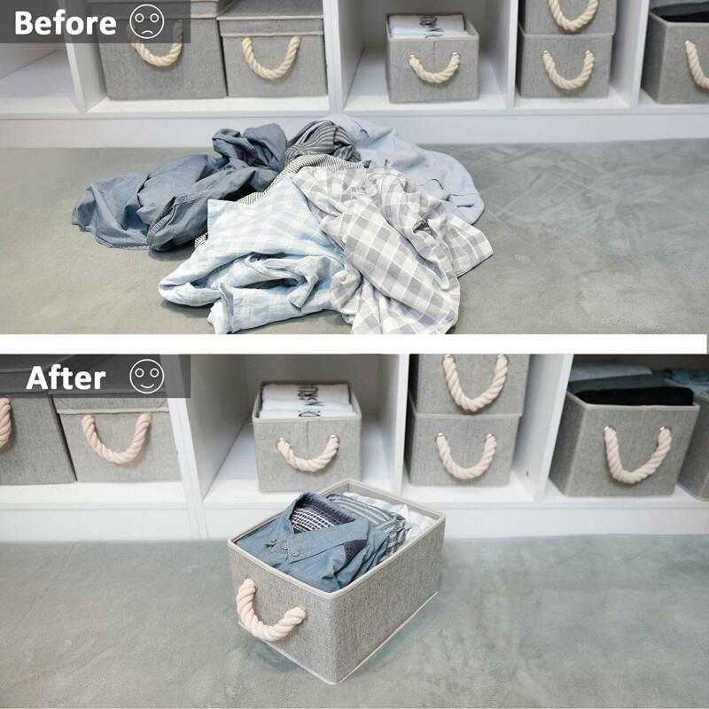 Folding Square Storage Utility Box Fabric Cube Drawer Organizer Cloth Basket Bag Thick cotton rope thicker EVA Clothes storage