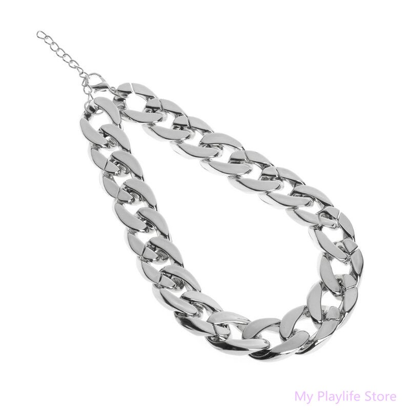 Husdjur hundhalsband tjock kedja smycken halsband halsring silver cc plasthalsband katt valp hundar tillbehör 36/45cm c42