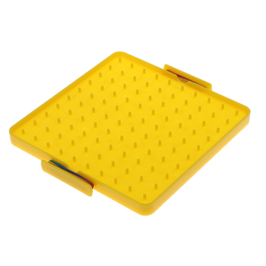 Plastic Geo Board with Colorful Rubber Bands, Nail Board Plate Early Mathematics Teaching Aids Learning Tools, 4 Colors: Yellow