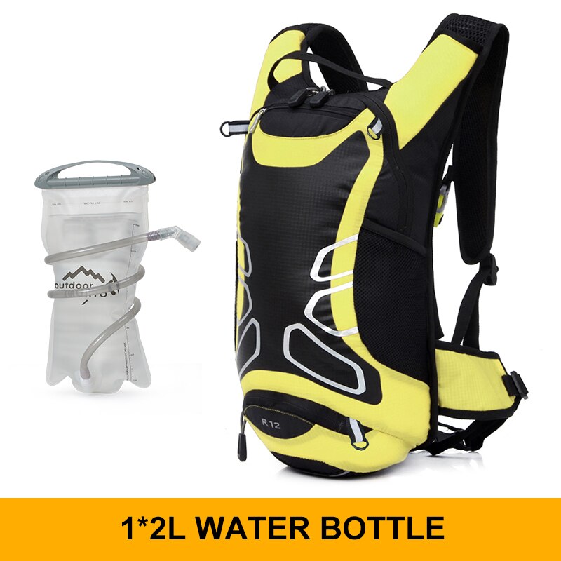 Ultra-light 15-liter bicycle backpack, mountain (MTB) or road bike cycling water bag, 2 liter water bag: yellow 2L