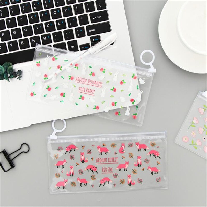 PVC Transparante Potlood Zakken Mysterieuze Kleine Bloemen Dieren Waterdichte Briefpapier Opslag Kantoor Schoolbenodigdheden Etui