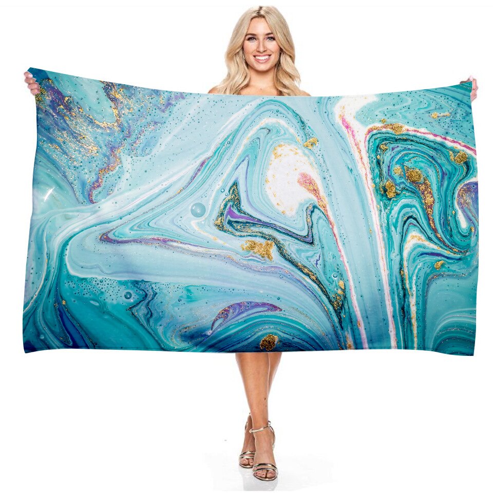 Zwemmen Handdoek Stof Zand Gratis Multifunction Strand Handdoeken Gradiënt Marmering Patroon 3D Digital Print Beach Quik Droog Microfiber: 1 / 70x140cm