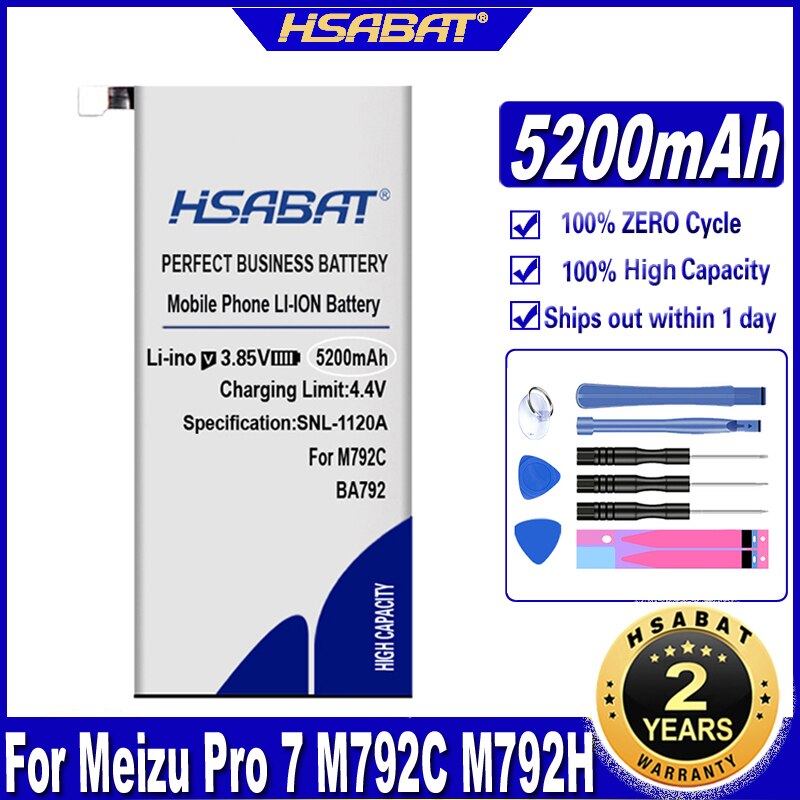 HSABAT-batería BA793 BA792, 5200mAh, para Meizu Pro 7 Plus / Pro 7 M793Q M793M M793H M792C M792C-L M792Q M792M-L