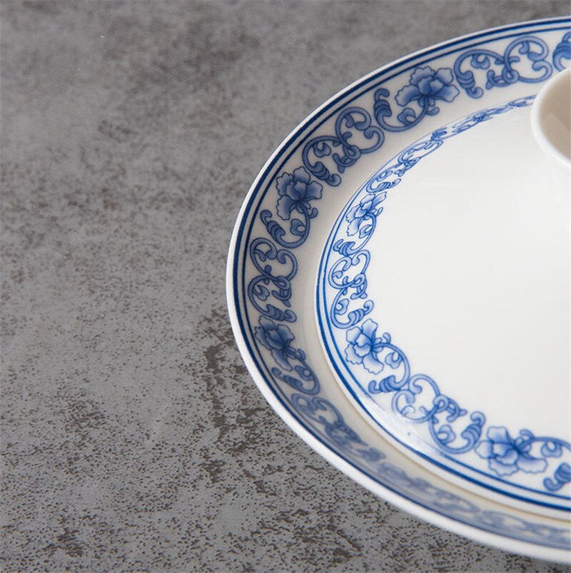 retro chińskie filiżanki robić herbaty 200ml jingdezhen niebiesko-biała porcelana sancai gaiwan miska robić parzenia herbaty filiżanka i spodek zestaw ceramicznych naczyń robić herbaty