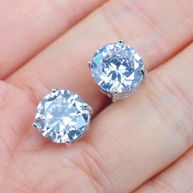 Ensemble de bijoux de mariage classiques pour femmes, rond, blanc, cubique, pendentifs, collier, boucles d'oreilles, bague