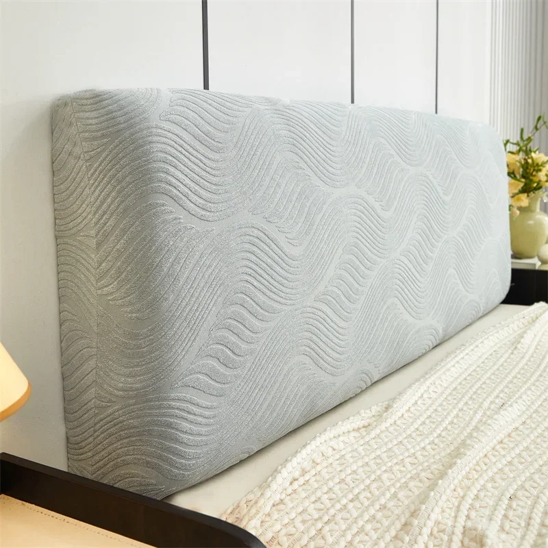 Luxe jacquard bedhoofdeinde hoes effen kleur all-inclusive elastische bedhoofd hoes nachtkastje stofbeschermer voor slaapkamer: 2.0 / WHITE