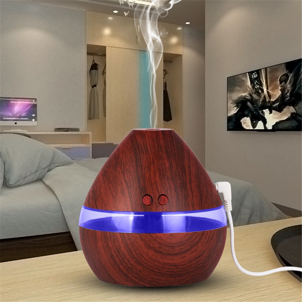 @ 300Ml Air Cool Mist Luchtbevochtiger Houtnerf Aroma Essentiële Olie Diffuser Led Aroma Aromatherapie Luchtbevochtigers Luchtreiniger Hogar