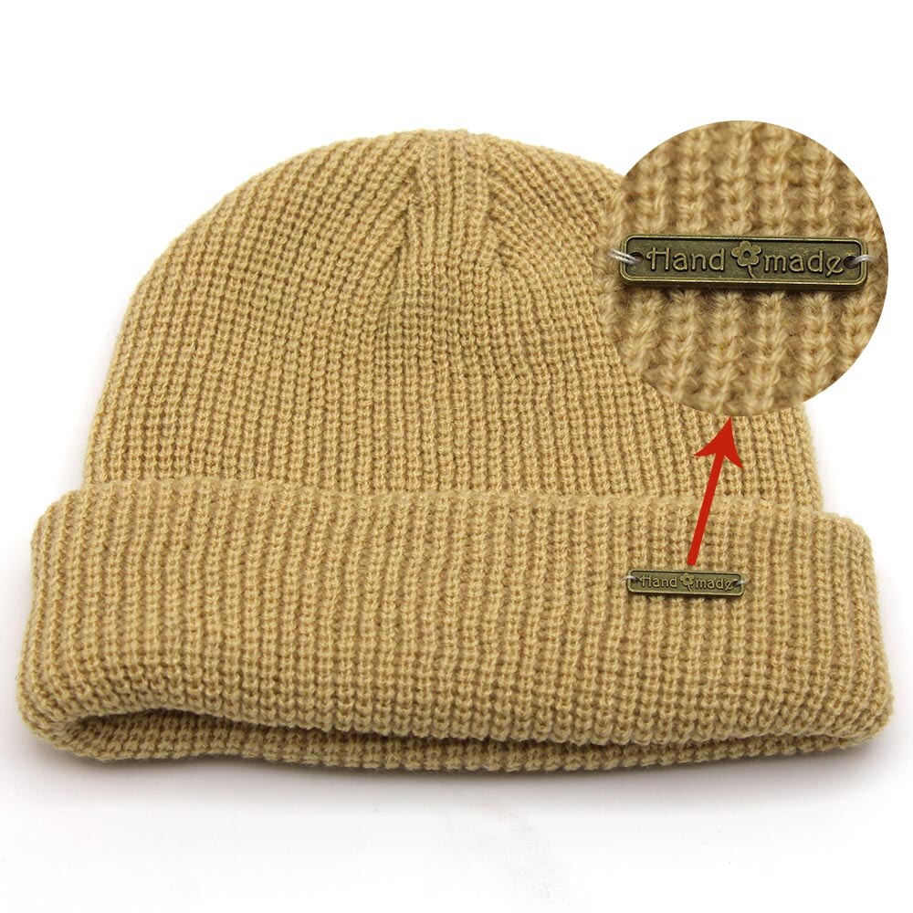 Etiquetas de Metal hechas a mano de 10 piezas, etiqueta Vintage rectangular, de bronce plateado, para coser ropa, chaquetas, sombreros, accesorios de ropa de aleación