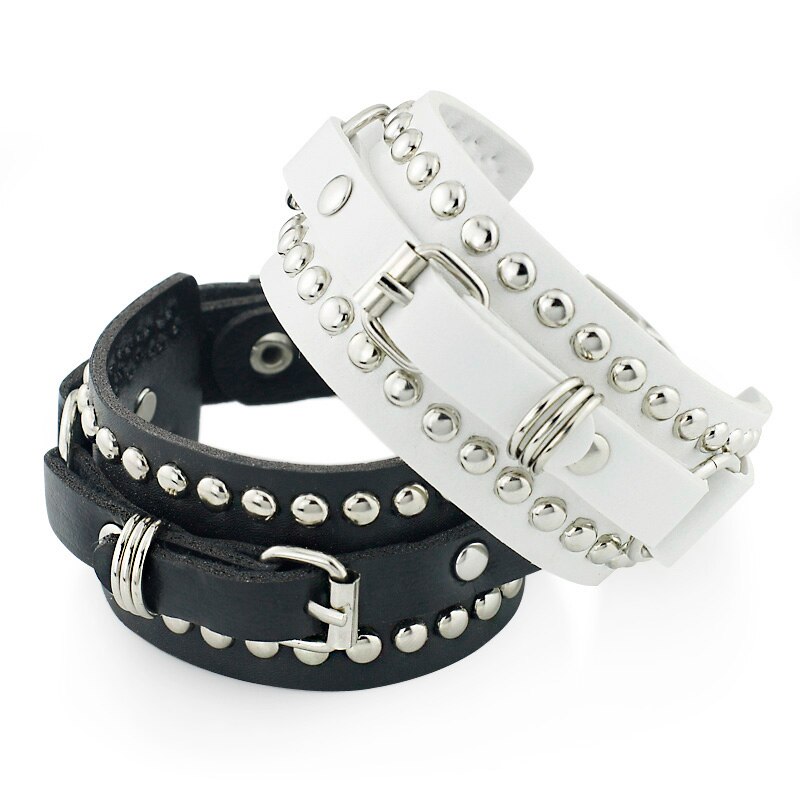 Pulseira de couro unissex punk rivet, pulseiras e braceletes góticos para homens e mulheres s331
